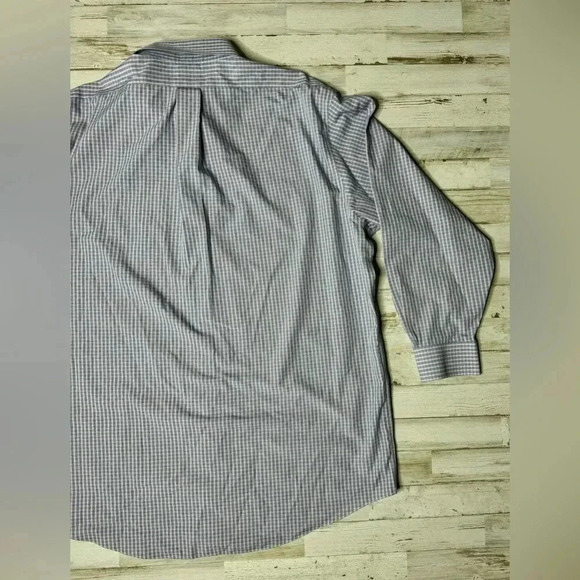 Brooks Brothers Blue Vertical Checked Shirt Mens 17-33 Button Up Long Sleeve - Picture 12 of 13